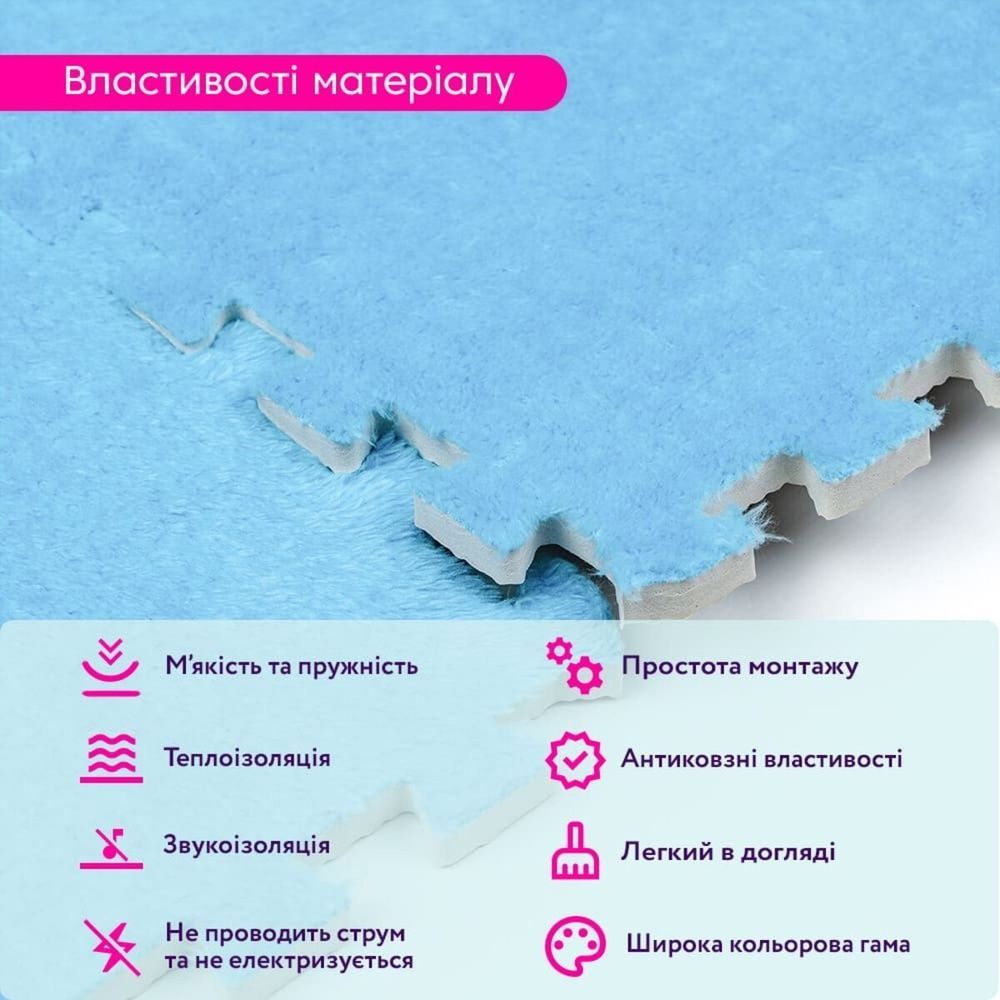 Підлога-пазл плюшевий 30х30х1см Блакитний (D) SW-00002090 SW-00002090 фото