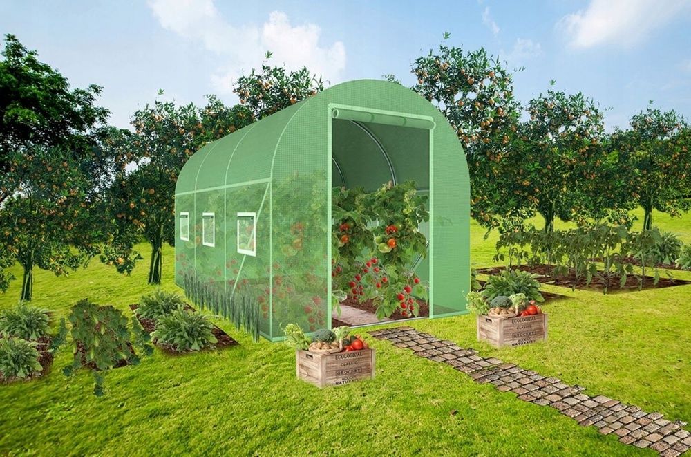Садова теплиця 6 м&sup2; (3 &times; 2 &times; 2 м) з вікнами, армована плівка UV-4, Зелена (Польща) P0021 фото