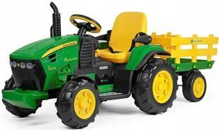 Children's tractor electric car with a trailer on the control panel John Deere Peg Perego 12V (from 1 year), Green