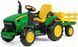 Children's tractor electric car with a trailer on the control panel John Deere Peg Perego 12V (from 1 year), Green